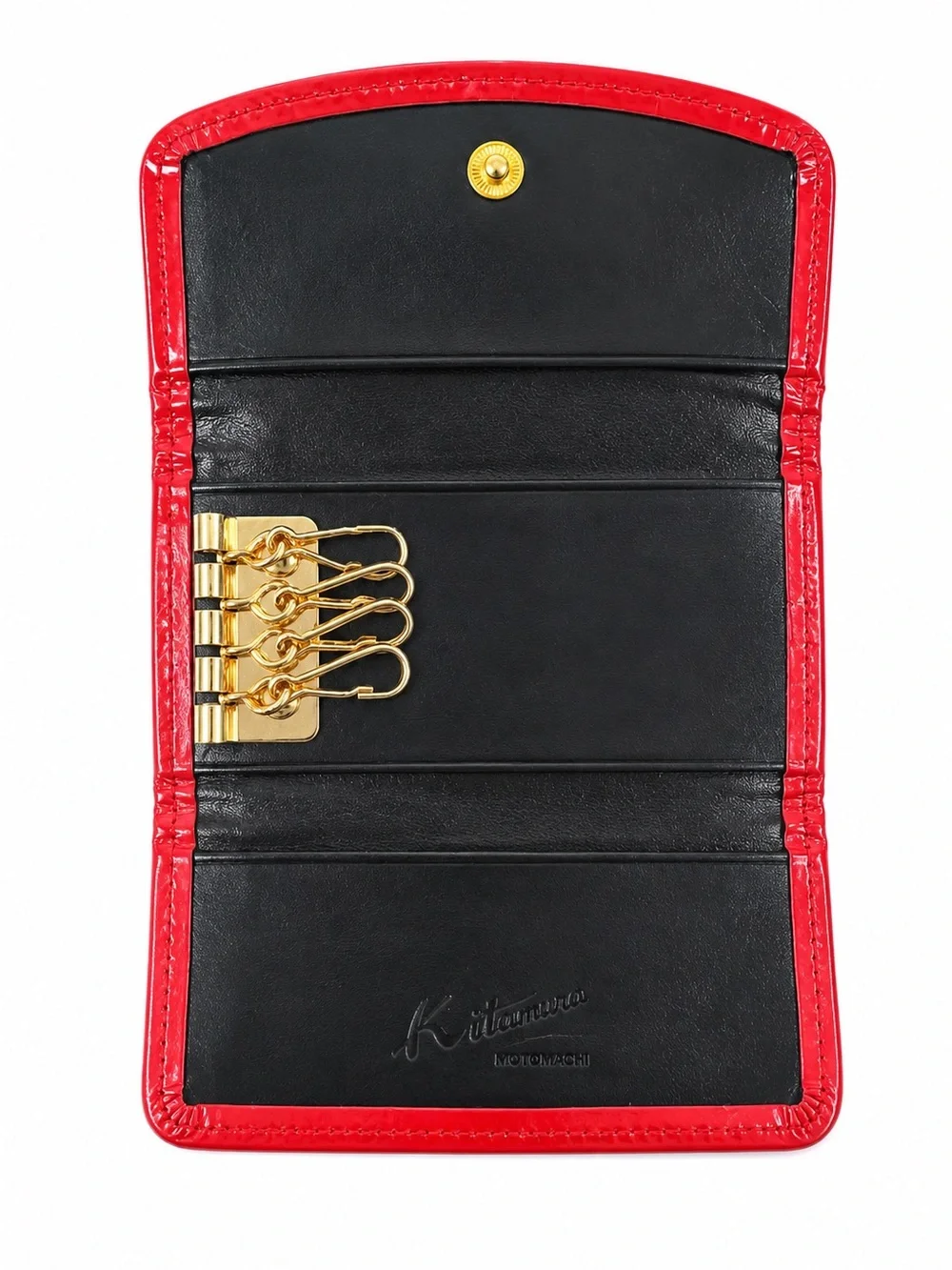 Kitamura Black and Red Leather Key Holder Case
